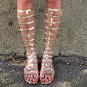 Stuart Weitzman Gold Napa Leather Gladiator Sandal